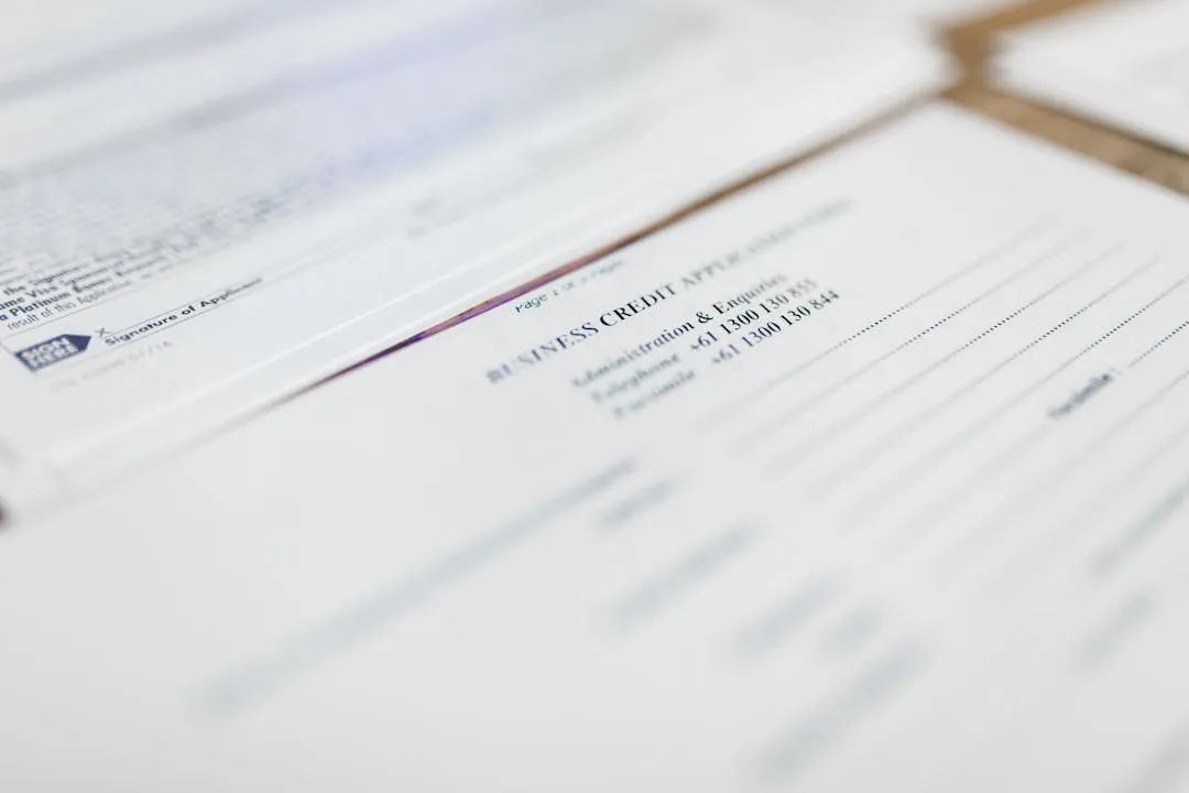 申請書類のクローズアップ